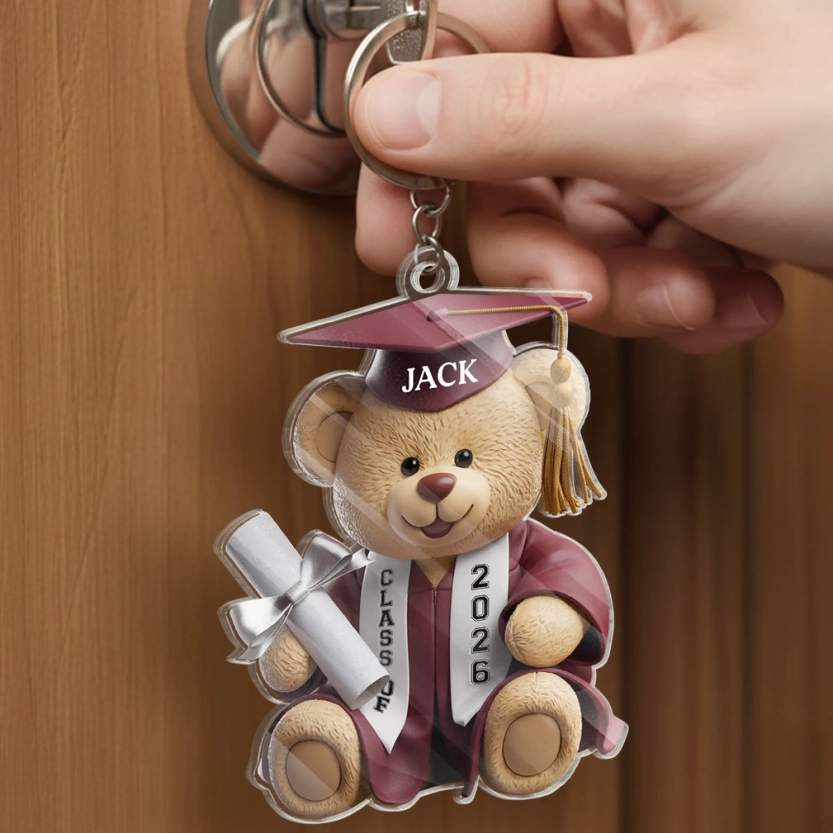 Custom Shaped Acrylic Keychain - Personalized Graduation Gifts For Him, Her - Pawsitively Proud Graduate