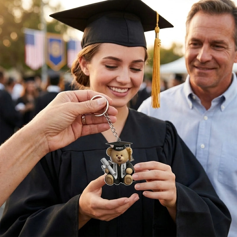 Custom Shaped Acrylic Keychain - Personalized Graduation Gifts For Him, Her - Pawsitively Proud Graduate