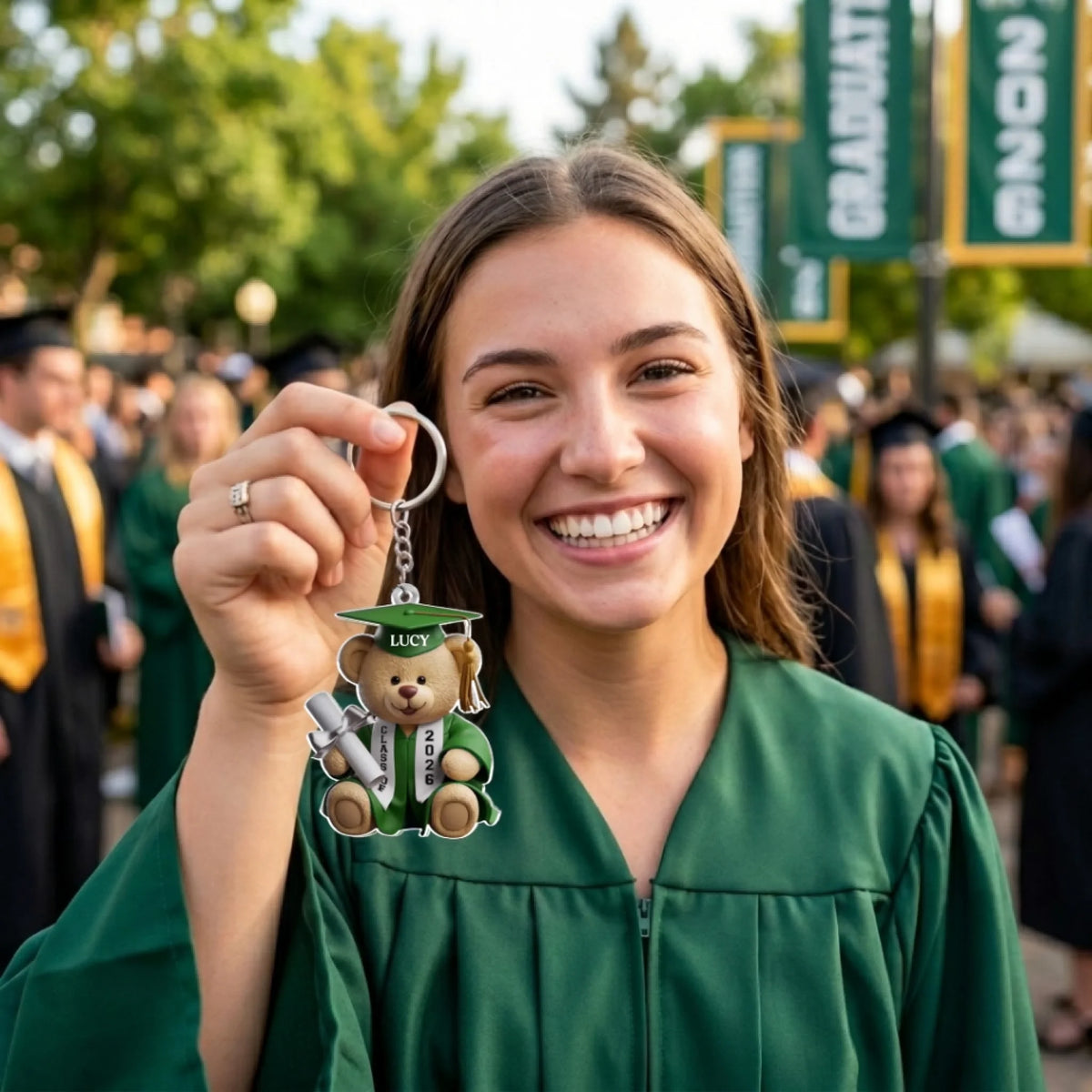 Custom Shaped Acrylic Keychain - Personalized Graduation Gifts For Him, Her - Pawsitively Proud Graduate