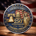 Custom Commemorative Keepsake Coin - Personalized America 250th Anniversary Gifts For Family - Liberty Runs In Our Blood