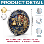 Custom Commemorative Keepsake Coin - Personalized America 250th Anniversary Gifts For Family - Liberty Runs In Our Blood