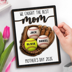 Custom 2-Layered Wooden Plaque - Personalized Mother's Day Birthday Gifts For Mom, Grandma - Caught The Best Mom