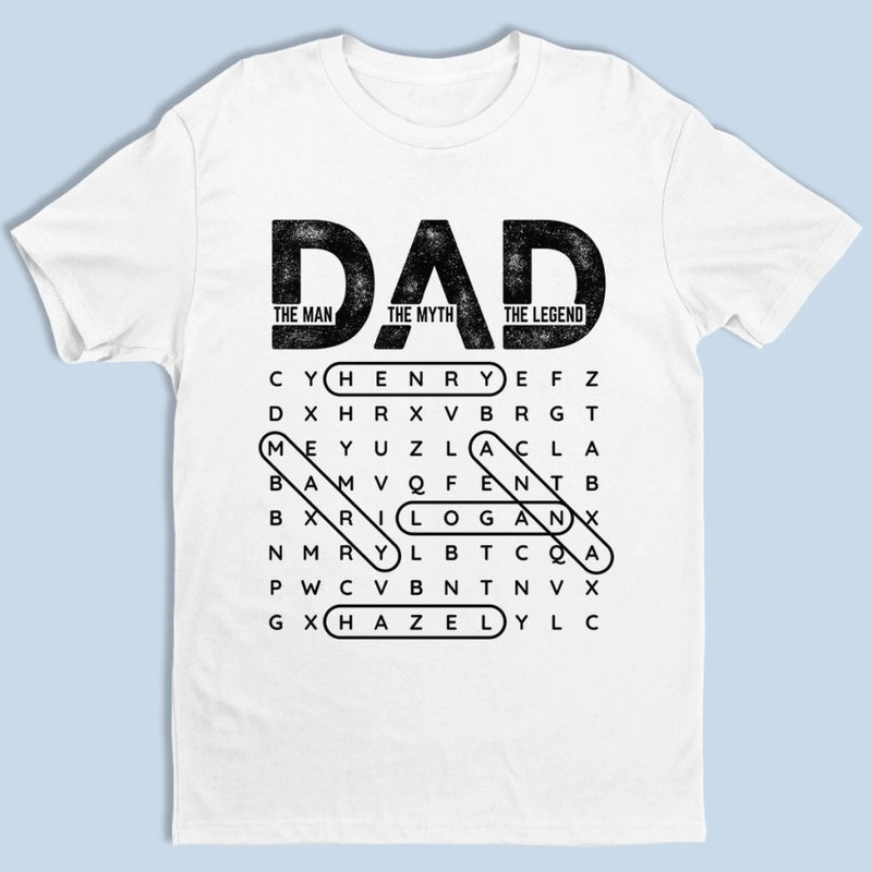 Custom Word Search Puzzle Unisex T-shirt, Premium T-shirt, Hoodie - Personalized Father's Day Birthday Gifts For Dad, Grandpa - Dad Always Leads The Way