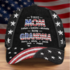 Custom Hat, All Over Print Classic Cap - Personalized Mother's Day Birthday Gifts For Mom, Grandma - Family Love In Red, White And Blue