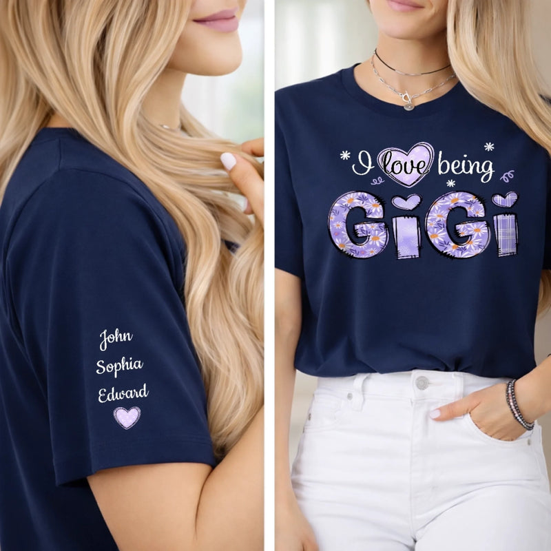 Custom Unisex T-Shirt With Design On Sleeve - Personalized Mother's Day Birthday Gifts For Mom, Grandma - Grandma Life, Best Life