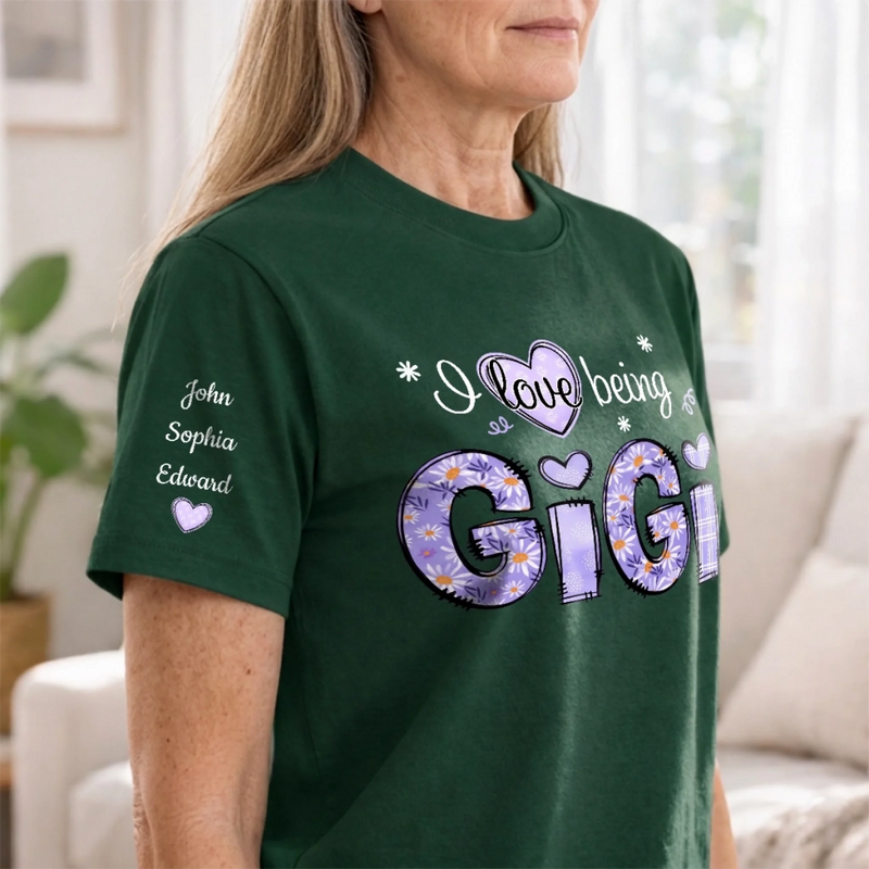 Custom Unisex T-Shirt With Design On Sleeve - Personalized Mother's Day Birthday Gifts For Mom, Grandma - Grandma Life, Best Life
