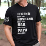 Custom Unisex T-Shirt With Design On Sleeve - Personalized Father's Day Birthday Gifts For Dad, Grandpa - Stepping Into A New Legacy