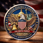 Custom Commemorative Keepsake Coin - Personalized America 250th Anniversary Gifts For Family - Generations Of American Pride
