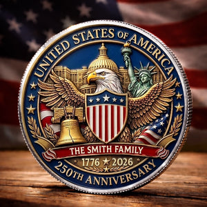 Custom Commemorative Keepsake Coin - Personalized America 250th Anniversary Gifts For Mom, Dad, Brother, Sister, Kids - Generations Of American Pride