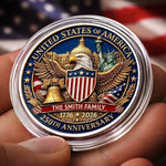 Custom Commemorative Keepsake Coin - Personalized America 250th Anniversary Gifts For Family - Generations Of American Pride