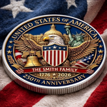 Custom Commemorative Keepsake Coin - Personalized America 250th Anniversary Gifts For Family - Generations Of American Pride