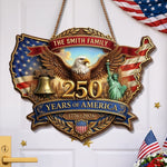 Custom Wood Sign - Personalized America 250th Anniversary Gifts For Mom, Dad, Brother, Sister, Kids - God Bless America And This Home