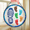 Custom Photo Stained Glass Window Hanging Suncatcher - Personalized Father's Day Birthday Gifts For Dad, Grandpa - Raised By A Real One