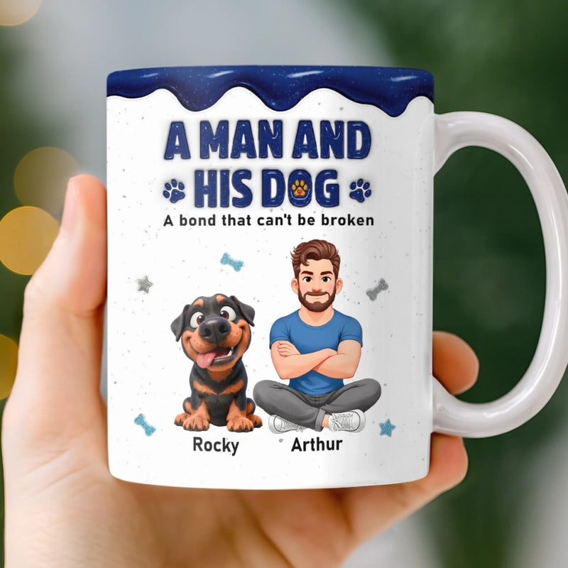 Custom 3D Inflated Effect Printed Mug - Personalized Father's Day Birthday Gifts For Dog Lovers, Dog Dad - Fur Baby Big Love