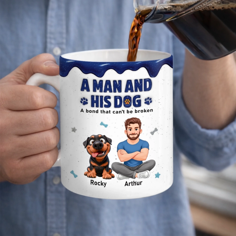 Custom 3D Inflated Effect Printed Mug - Personalized Father's Day Birthday Gifts For Dog Lovers, Dog Dad - Fur Baby Big Love