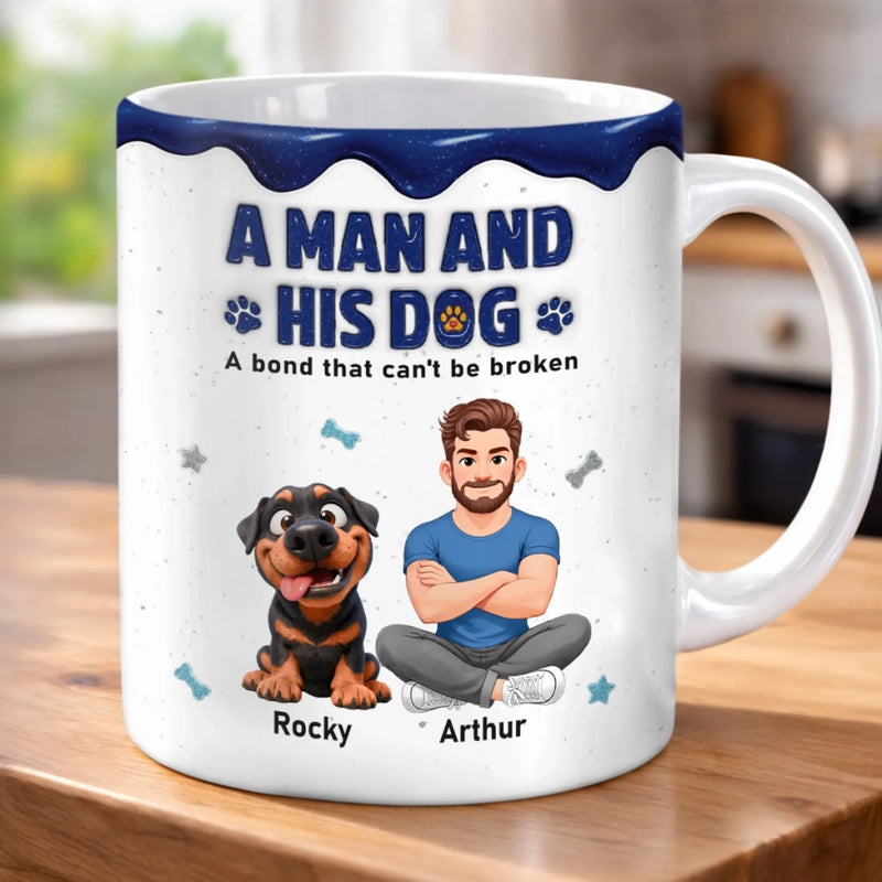 Custom 3D Inflated Effect Printed Mug - Personalized Father's Day Birthday Gifts For Dog Lovers, Dog Dad - Fur Baby Big Love