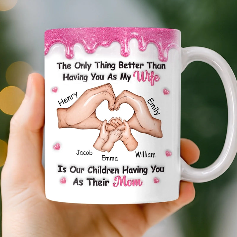 Custom 3D Inflated Effect Printed Mug - Personalized Mother's Day Anniversary Wedding Gifts For Husband And Wife, Him And Her - Married My Favorite Person