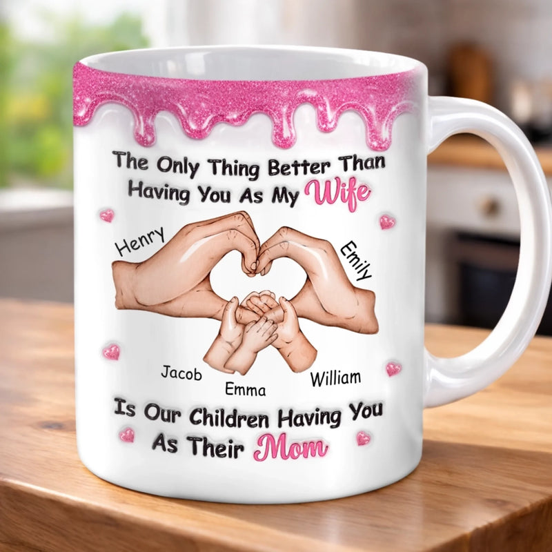 Custom 3D Inflated Effect Printed Mug - Personalized Mother's Day Anniversary Wedding Gifts For Husband And Wife, Him And Her - Married My Favorite Person