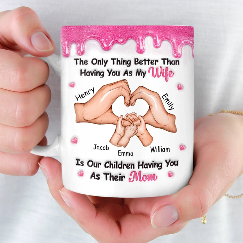 Custom 3D Inflated Effect Printed Mug - Personalized Mother's Day Anniversary Wedding Gifts For Husband And Wife, Him And Her - Married My Favorite Person