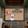 Custom Home Decor Decorative Mat - Personalized Birthday Gifts For Dog Cat Lovers, Dog Dad And Mom, Cat Owners - Don't Let The Cat Out No Matter What He Tells You