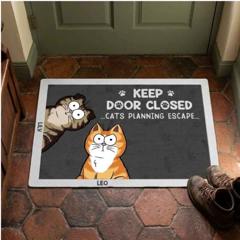 Custom Home Decor Decorative Mat - Personalized Birthday Gifts For Dog Cat Lovers, Dog Dad And Mom, Cat Owners - Don't Let The Cat Out No Matter What He Tells You