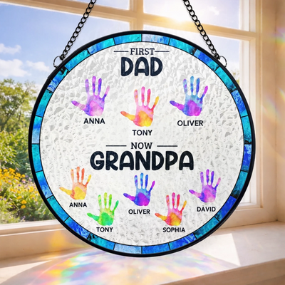 Custom Stained Glass Window Hanging Suncatcher - Personalized Father's Day Birthday Gifts For Dad, Grandpa - You Are Our Sunshine