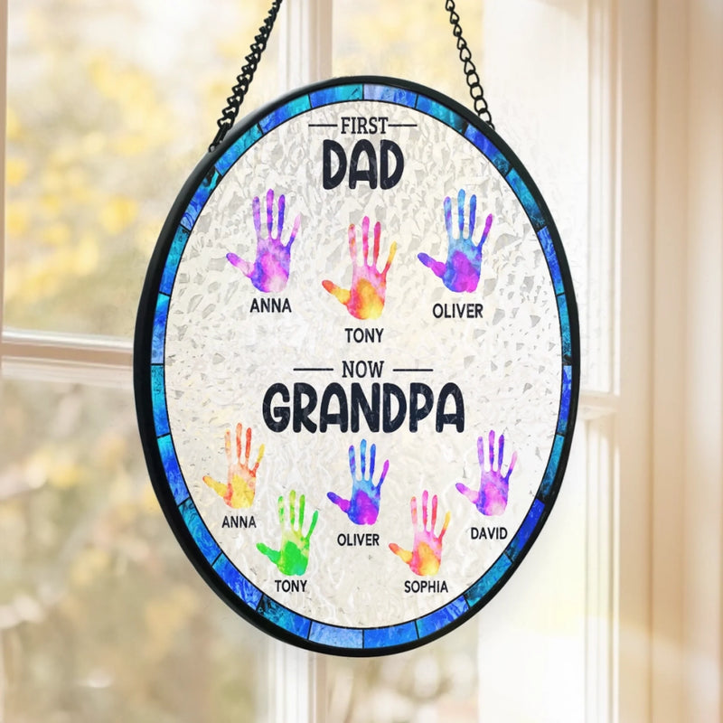 Custom Stained Glass Window Hanging Suncatcher - Personalized Father's Day Birthday Gifts For Dad, Grandpa - You Are Our Sunshine