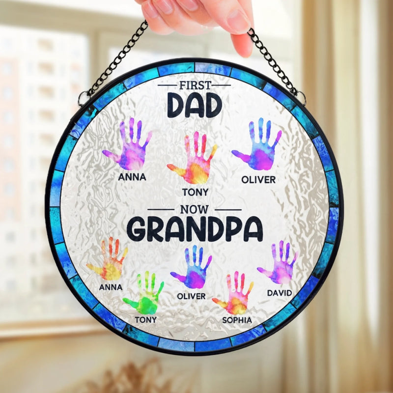 Custom Stained Glass Window Hanging Suncatcher - Personalized Father's Day Birthday Gifts For Dad, Grandpa - You Are Our Sunshine