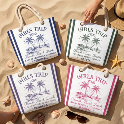 Custom Beach Bag - Personalized Summer Vacation And Travel Gifts For Best Friends, Family - Sun, Laughs, And Besties Forever