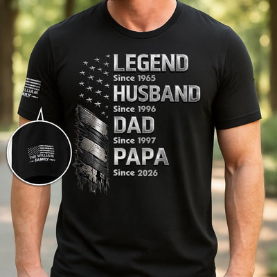 Custom Unisex T-Shirt With Design On Sleeve - Personalized Father's Day Birthday Gifts For Dad, Grandpa - Entering My Next Chapter