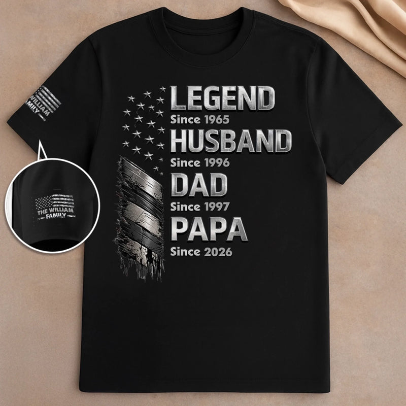 Custom Unisex T-Shirt With Design On Sleeve - Personalized Father's Day Birthday Gifts For Dad, Grandpa - Entering My Next Chapter