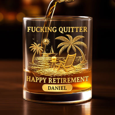 Custom Whiskey Glass - Personalized Retirement Gifts For Women, Men - Enjoy Your New Journey