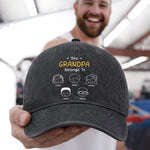 Custom Vintage Washed Denim Baseball Cap - Personalized Father's Day Gifts For Dad, Grandpa - This Grandpa Belongs To Us