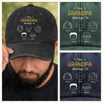 Custom Vintage Washed Denim Baseball Cap - Personalized Father's Day Gifts For Dad, Grandpa - This Grandpa Belongs To Us
