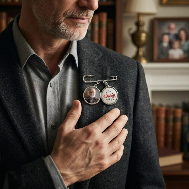 Custom Lapel Pin With Photo Charms - Personalized Graduation Gifts For Him, Her - Dreams Achieved Goals Ahead