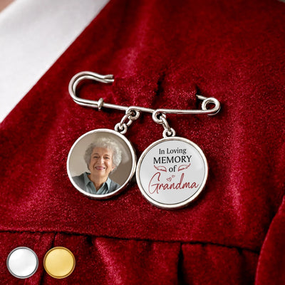 Custom Lapel Pin With Photo Charms - Personalized Memorial Sympathy Graduation Gifts For Loss Of Mom, Dad - We're Always With You