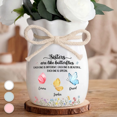 Custom Flower Vase With Ribbon - Personalized Best Friend Birthday Gifts For Women, Besties, Sisters, BFF - Where Sister Love Blooms Forever