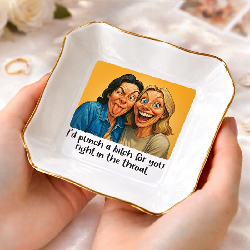 Custom Photo Funny Caricature Jewelry Dish - Personalized Best Friend Birthday Gifts For Women, Besties, Sisters, BFF - A Little Crazy, A Lot Of Love