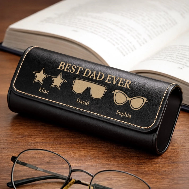 Custom PU Leather Eyeglass Case - Personalized Father's Day Birthday Gifts For Dad, Grandpa - Cool Dad Club