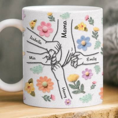Custom Faux Embroidery Mug - Personalized Mother's Day Gifts For Mom, Grandma - A Pastel Little World Of Us