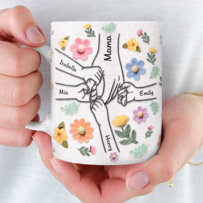 Custom Faux Embroidery Mug - Personalized Mother's Day Gifts For Mom, Grandma - A Pastel Little World Of Us