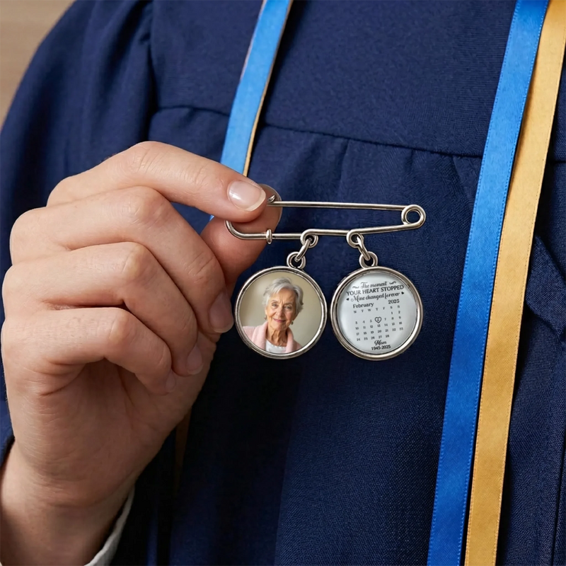 Custom Lapel Pin With Photo Charms - Personalized Memorial Sympathy Graduation Gifts For Him, Her - This Achievement Is For You Above
