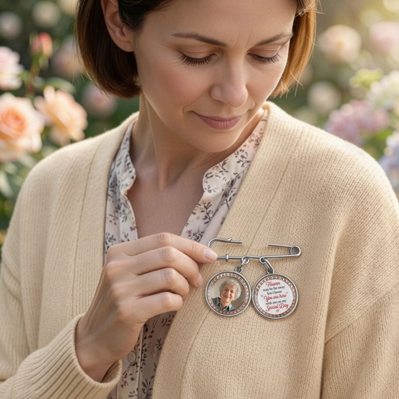 Custom Lapel Pin With Photo Charms - Personalized Memorial Sympathy Graduation Gifts For Him, Her - Carrying Your Love Across The Stage
