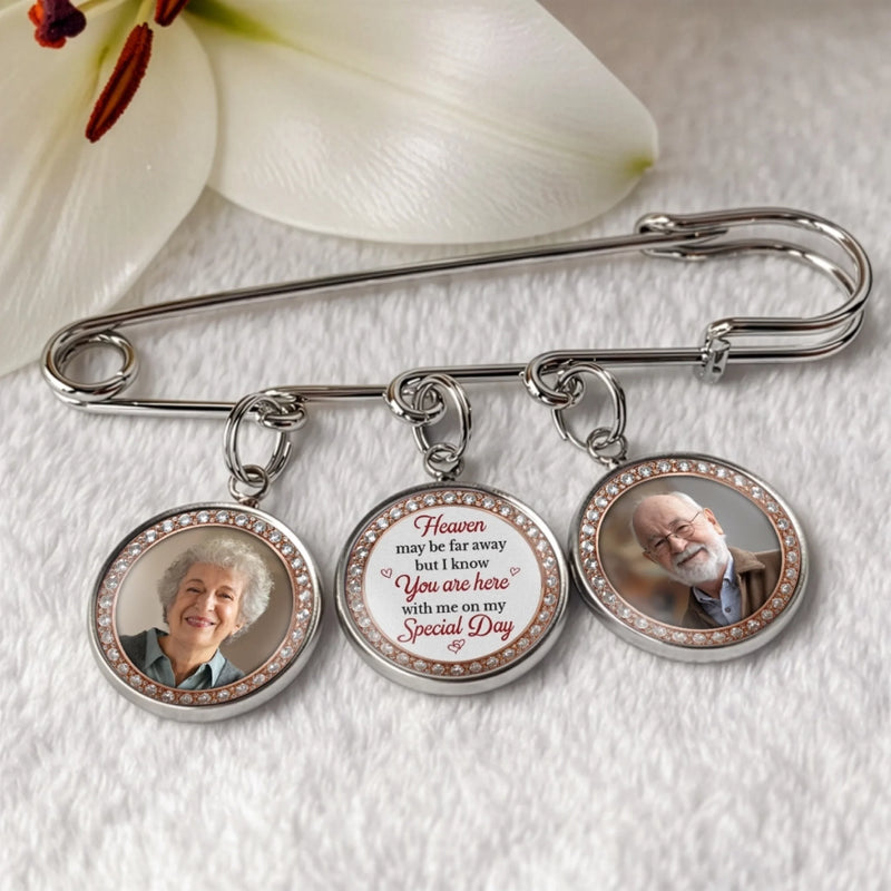 Custom Lapel Pin With Photo Charms - Personalized Memorial Sympathy Graduation Gifts For Him, Her - Carrying Your Love Across The Stage