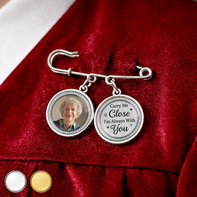 Custom Lapel Pin With Photo Charms - Personalized Memorial Sympathy Graduation Gifts For Him, Her - In Every Step, I Feel You With Me