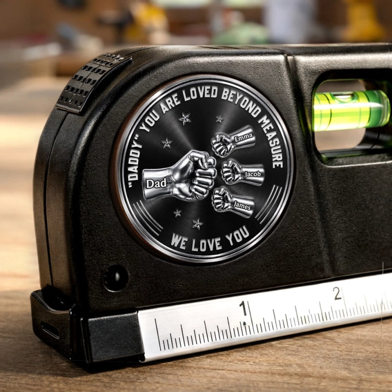 Custom Laser Level Tool - Personalized Father's Day Birthday Gifts For Dad, Grandpa - Dad Fixes Everything With Love