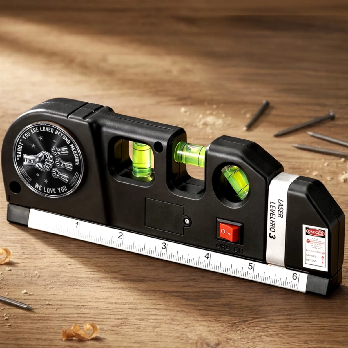 Custom Laser Level Tool - Personalized Father's Day Birthday Gifts For Dad, Grandpa - Dad Fixes Everything With Love