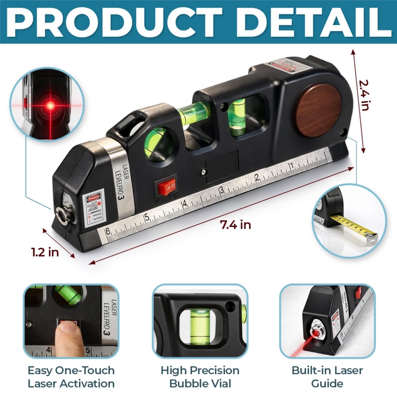 Custom Laser Level Tool - Personalized Father's Day Birthday Gifts For Dad, Grandpa - Dad Fixes Everything With Love
