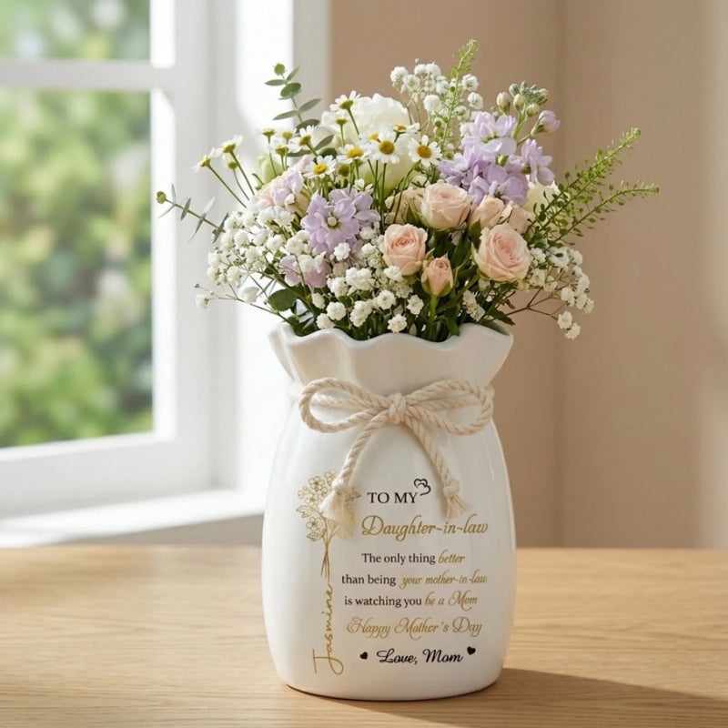 Custom Flower Vase With Ribbon - Personalized Mother's Day Birthday Gifts For Daughter - You Hold Love So Beautifully