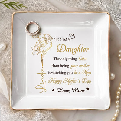 Custom Jewelry Dish - Personalized Mother's Day Birthday Gifts For Daughter - A Graceful Keepsake For Her Story